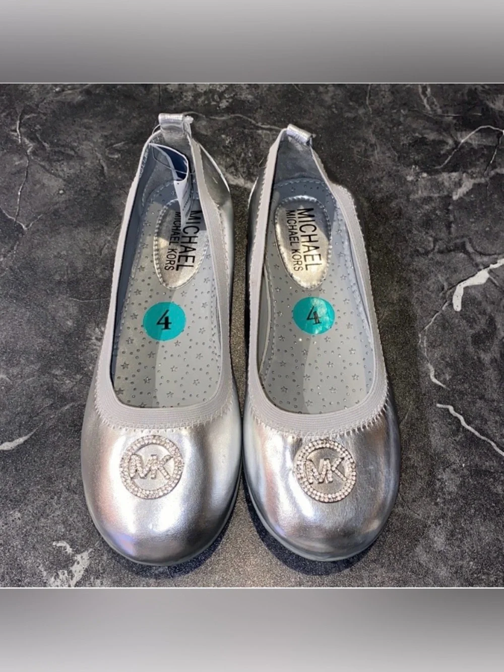 Michael Kors Olympia Silver Flats